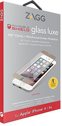 ZAGG iPhone 8 7 6S 6 InvisibleShield Tempered Glass Luxe Screen Protector Gold - Picture 1 of 3