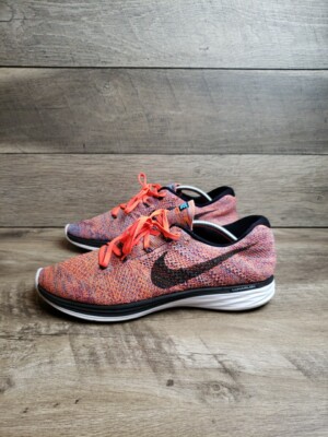 Nike Men's Running Shoes Flyknit Lunar Pink Orange Size 12