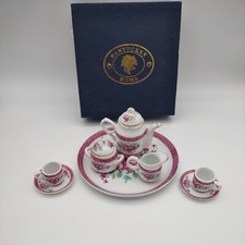 Nantucket Miniature Porcelain 10 pc Tea Set Roses Gold W/ Original Case