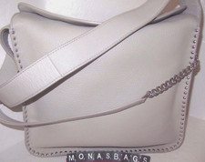 Michael Kors Astor Studded Large Light Grey Leather Shoulder Hobo NWT 348
