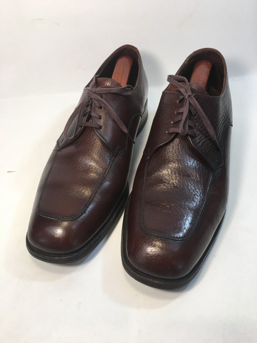 Vintage Florsheim Apron Toe Pebbled Brown Leather Derby  display picture 1