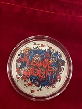 1 OZ COLORIZED LOVE PROOF .999 PURE - W/ RED GIFT BAG - GIFT OF LOVE ROUND AG  