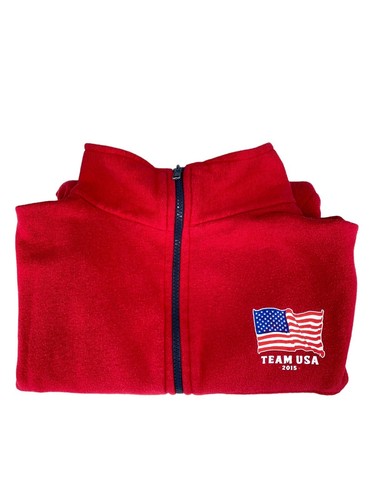 TEAM USA 2015 Olympics Red Zip Up Fleece Jacket Sweater Size Large Made In USA - Picture 6 of 8