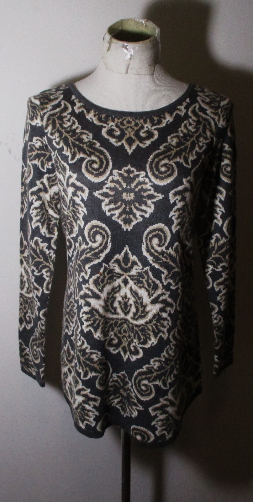 Women's CHARTER CLUB Gray Viscose Long Sleeve Tunic Sweater Size S