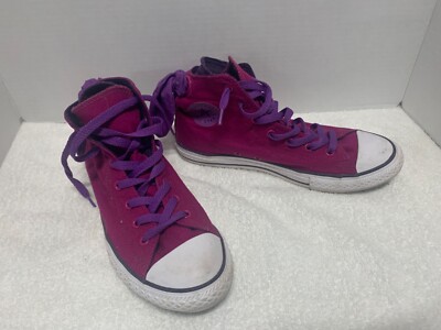 Converse Chuck Taylor All Star High Tops Pink Purple Bow Tie Shoes Womens  Size