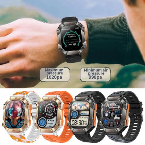 Military Outdoor Smart Watch 650mAh Battery GPS Bluetooth Compass Motion Combat - Picture 1 of 15