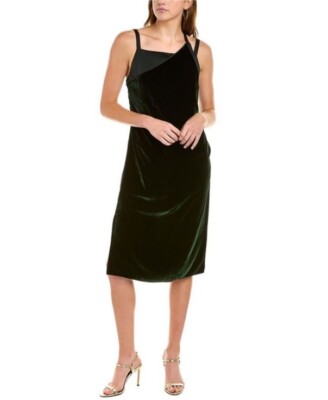 Helmut Lang Front Velvet Slip Dress Womens 8 Forest Green Sleeveless $690  NWT | eBay