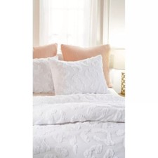 New Peri Home King Size Chenille Leopard Duvet Cover  Sham Set White