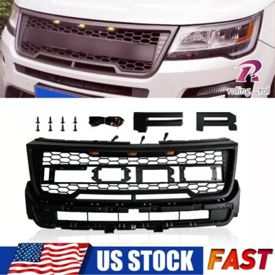 Raptor Style Grill Fits 2016 2017 Explorer Front Upper Mesh Grille W/LED Lights