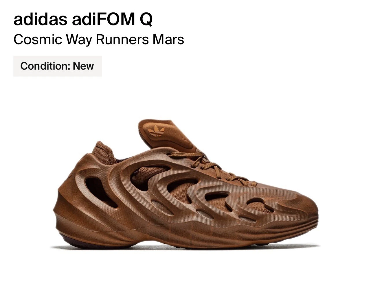 ADI FOM Q SLIDES marrone Swirl AdiFom da uomo US 12 Adidas NUOVE disponibili a mano GY0064