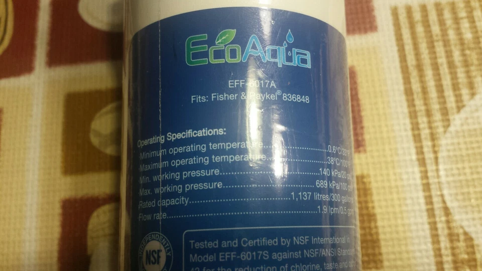New ECO AQUA EFF-6017A Water Filter for Amana Fisher & Paykel  - Image 3 of 4