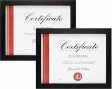 2 Pack Black 8.5x11 Picture Frame Certificate Diploma Document Wall Tabletop