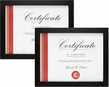 2 Pack Black 8.5x11 Picture Frame Certificate Diploma Document Wall Tabletop