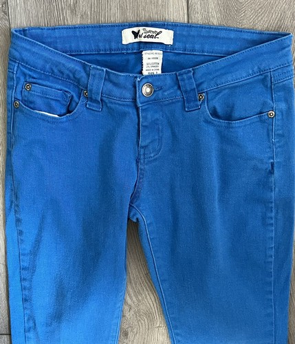 Wet Seal Womens Jr. Royal Blue Denim Straight Leg Low Rise Jeans Size 7 - Picture 2 of 8