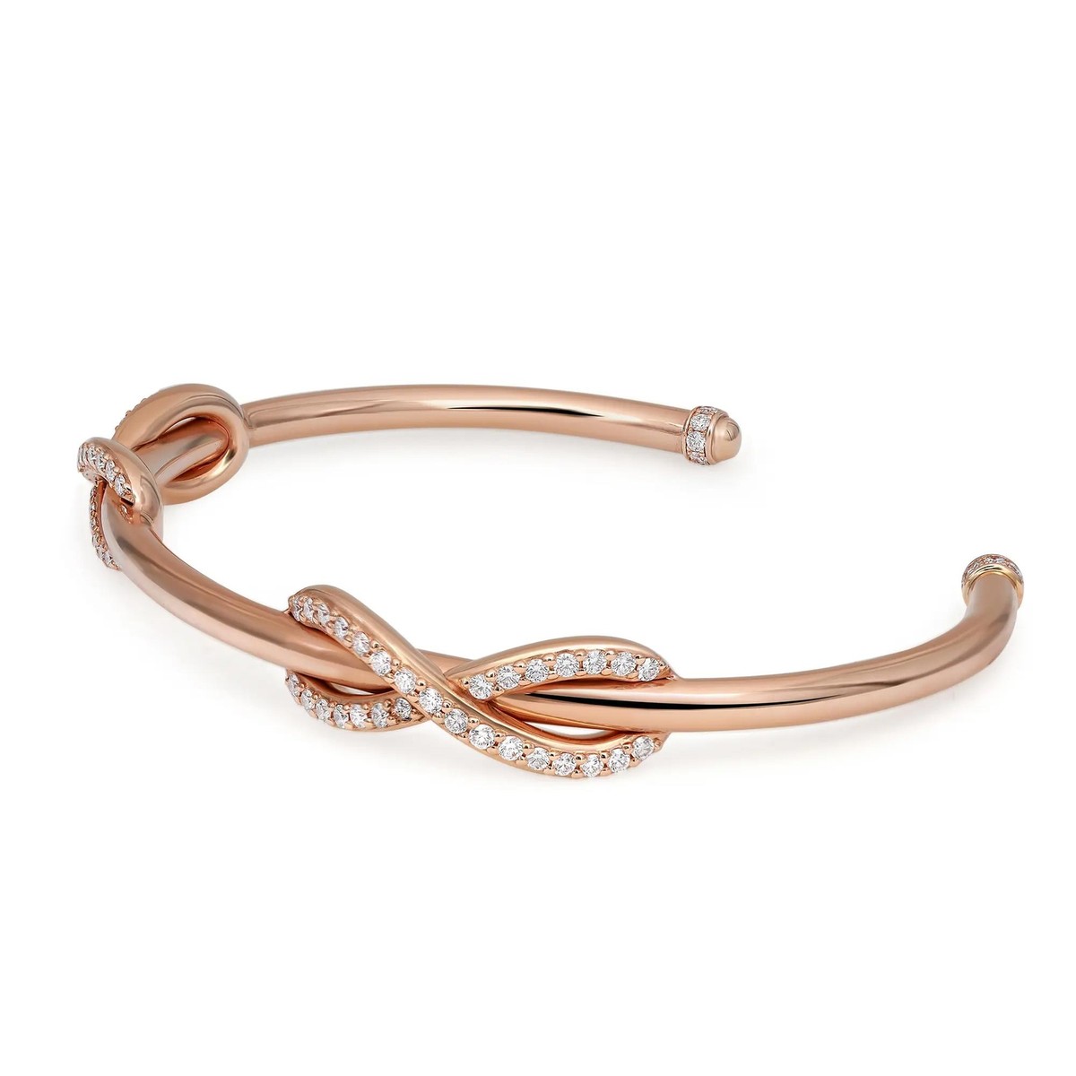 Tiffany & Co. Infinity Double Diamond Cuff Bracelet 18K Rose Gold