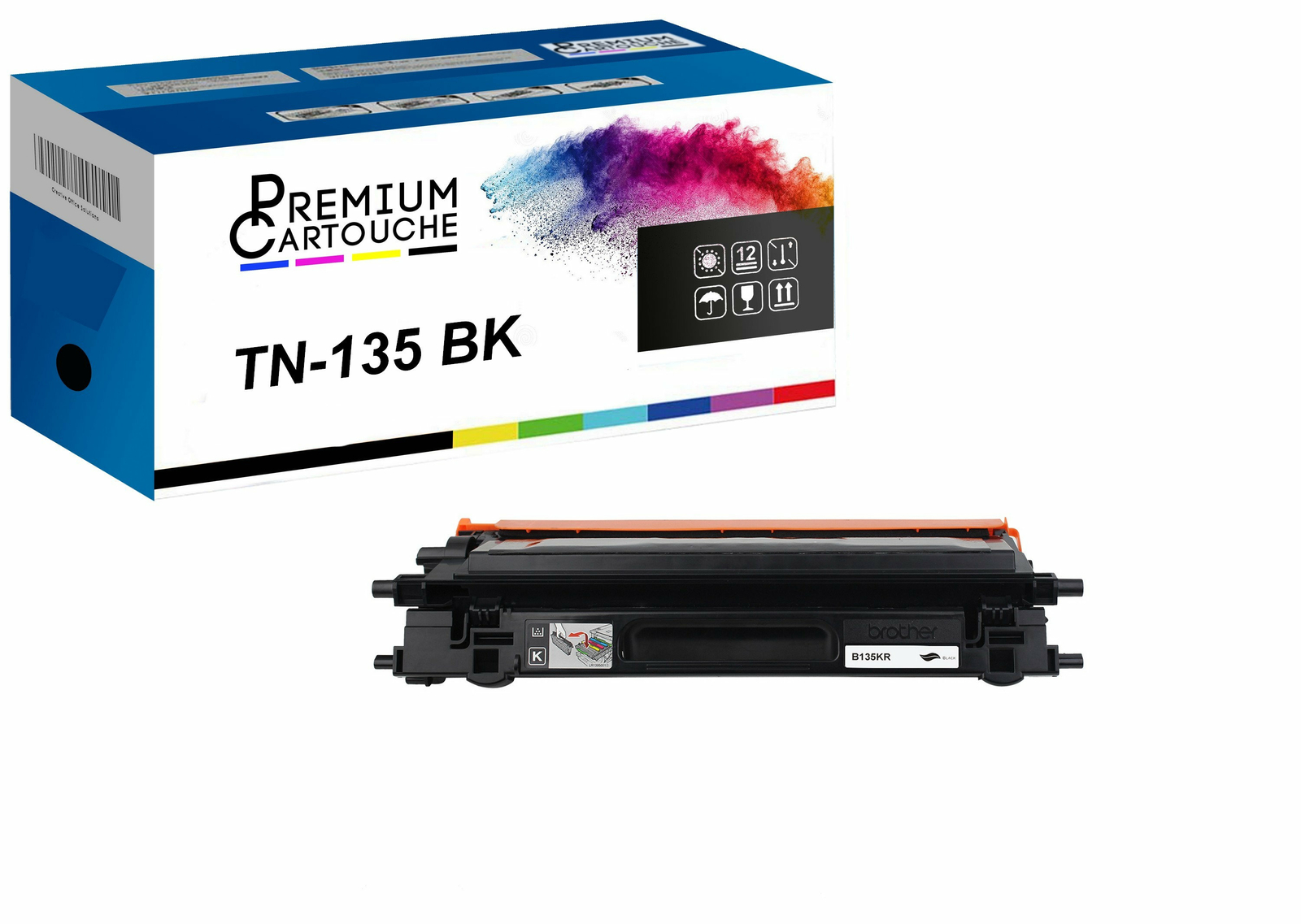 Toner TN-135BK fini les textes flous cartouche noire compatible Brother pour impression sans trace