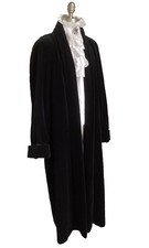 Vintage Black Velvet Opera Coat Size M 46+” Oversized Full Length