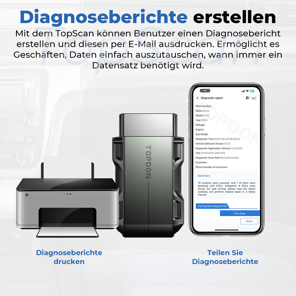 TOPDON Topscan Lite Scanner OBD2 Bluetooth - Diagnostic Complet Bidirectionnel Pour IOS Android, 1 An Gratuit