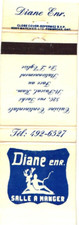 Quebec Canada Diane Enr. Dining Room Continental Cuisine Vintage Matchbook Cover