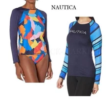 NEW WOMENS NAUTICA LONG SLEEVE RASHGUARD TOP SWIMWEAR UPF 30+! TOP ONLY! VARIETY