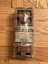 Set Of 3 Mini Puzzle Sets Hand Crafted Wood Puzzles New Strategy