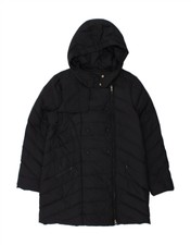 Trussardi Jeans Womens Hooded Padded Coat It 46 Large Navy Blue Polyamide Bt53