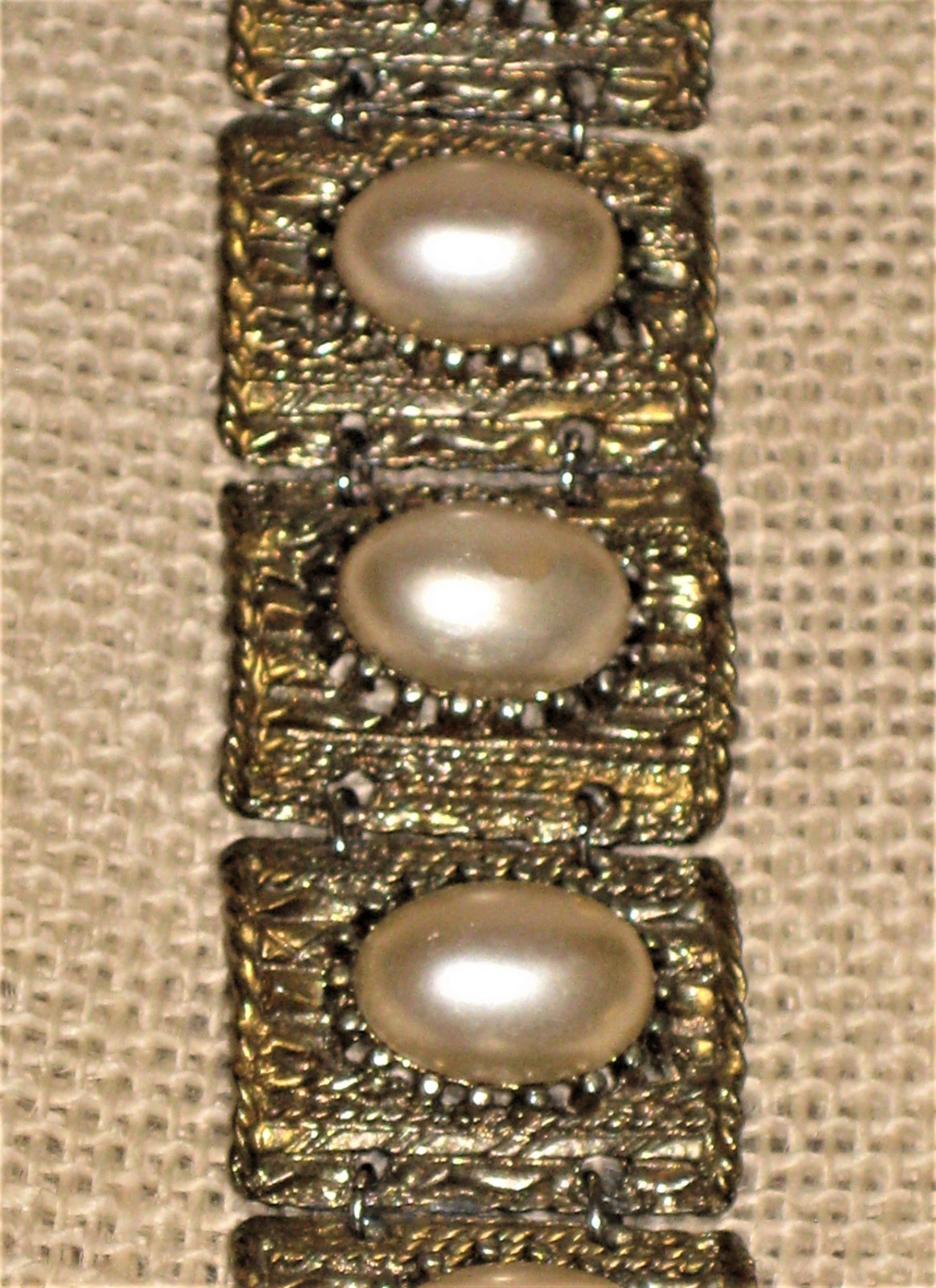 Vintage Statement Panel Link Bracelet Antique Gol… - image 2