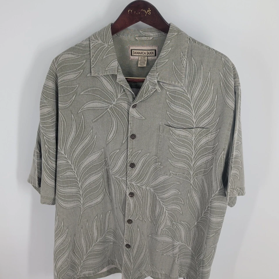 Camisa Jamaica Jaxx Manga Corta Hawaiana Aloha Tropical Abotonada Gris Talla XL Foto 3 de 4