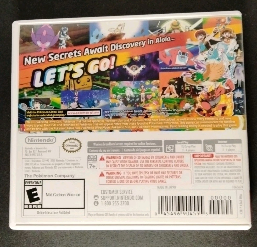 Pokemon Ultra Sun Nintendo 3ds Authentic Box Case Artwork ONLY | eBay