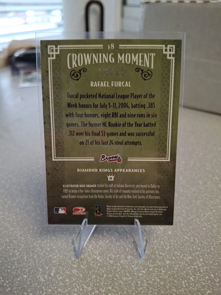 2005 Donruss Diamond Kings GOLD SSP 16/25 #18 Rafael Furcal Atlanta Braves - Image 2 of 2