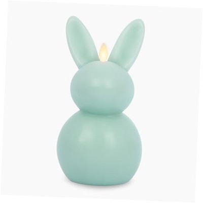  Flameless Candle Easter Bunny, Real Wax Moving Flame LED Candle with Timer, 