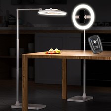 10" Selfie Ring Light with Floor Stand, Overhead Phone Mount with Dimmable LED L