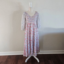 Loveshackfancy Analia Floral-Print Cotton Midi Dress Size Small