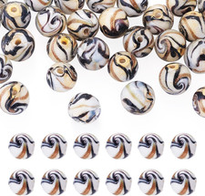 30Pcs Handmade Lampwork Glass round Ball Beads 10Mm Gold Sand Loose Spacer Beads