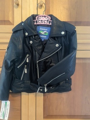 Outdoor Habitat  5T Black Motorcycle Jacket Faux Leather Eagle USA Moto boys