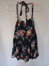No Boundaries Black Multicolor Floral Strappy Sweetheart Sundress Tie XL
