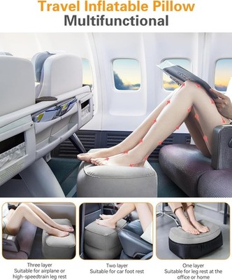 TRAVEL FOOT REST PILLOW Airplane Car Office TWO PACK