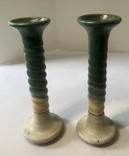 Pair of Studio Art Pottery Candlesticks Blue/...