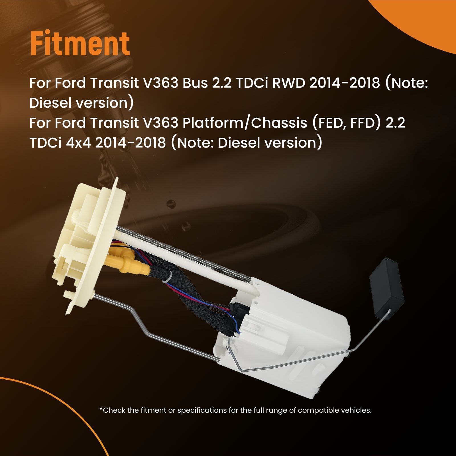 Fuel Pump Module for Ford Transit V363 2.2 TDCi RWD 4x4 2013-2018 BK319H307BC thumbnail 2