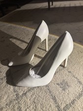 Nine West Women's Tatiana Stiletto Pointy Toe Dress Pumps white leather