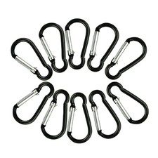 10x Small Black Carabiner Camping Push Spring Snap Clip Hook Keychain Ring 1"-2"