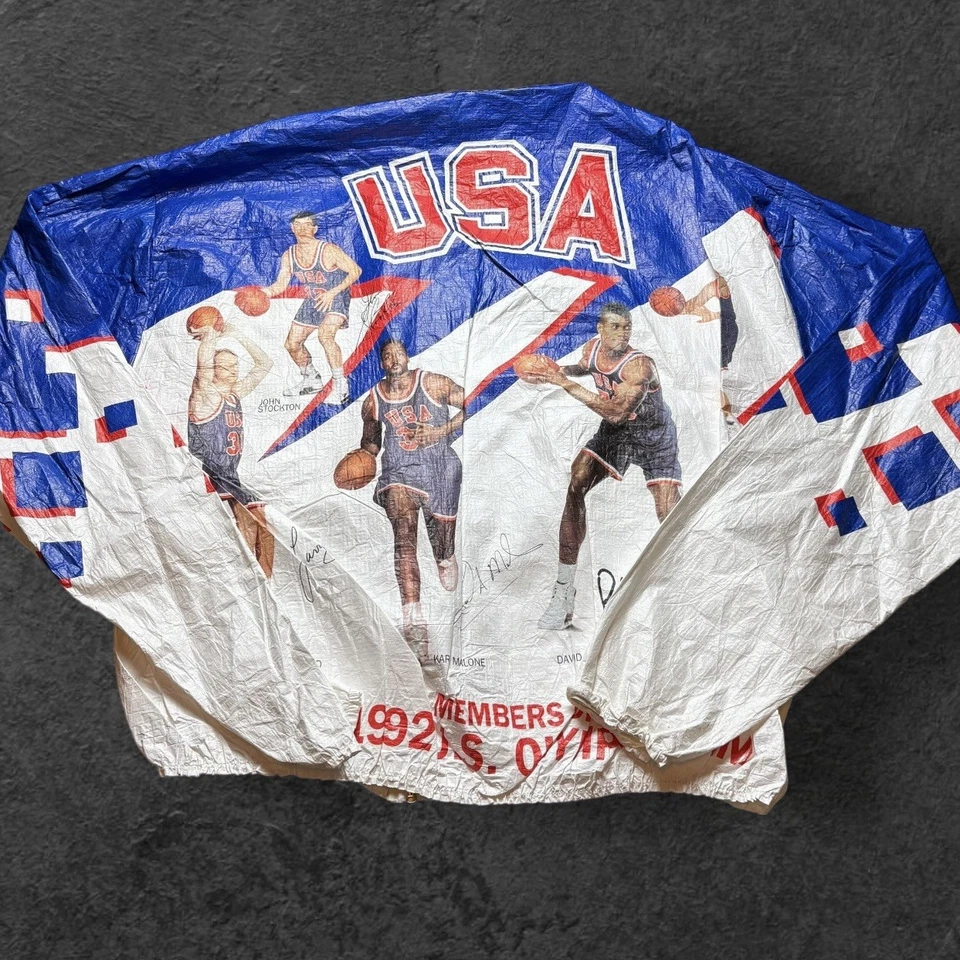Chaqueta cortavientos vintage Kellogg's Olympics para hombre grande EE. UU. Dream Team Tyvek Foto 3 de 4