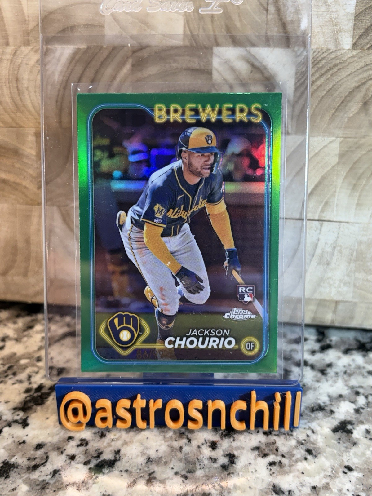 2024 Topps Chrome - Jackson Chourio #161 Green Refractor /99 Rookie RC - Clean!