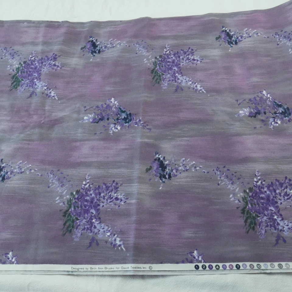 3Y David Textiles Quilt Cotton Fabric Purple Lilac Tonal Cottage Romantic Floral - Image 4 of 4