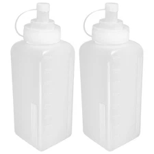 2 PCS Wide Mouth Squeeze Bottles with Caps for Ketchup Mustard Oil Dispenser