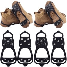 2 Pairs Ice Cleats for Shoes  Boots, Universal 8 Steel Studs Crampon Ice Snow G