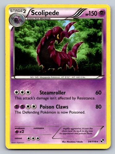 Pokemon Scolipede Rare Black and White 54/114 MP