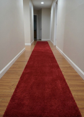 Red Runner Rug Hallway Corridor Carpet Modern Narrow Soft Fluffy Floor Area Rug