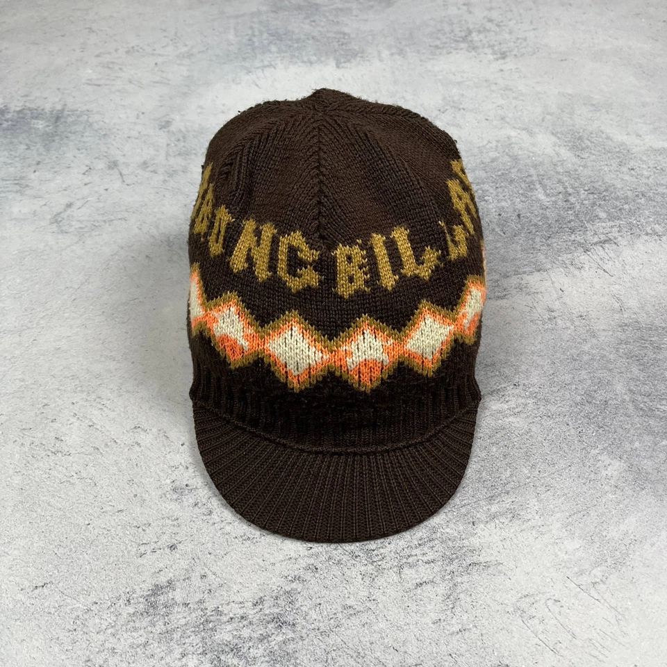 Винтажная мужская вязаная шапочка-бини Billabong с бриллиантовым узором - Изображение 2 из 4