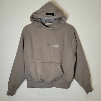 Essentials Fear of God Men's Desert Taupe Fleece Pullover Hoodie Logo XXS